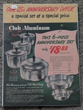 1948 VTG Original Magazine Ad Club Aluminum Pots Dishes 25th Anniversary Offer picture