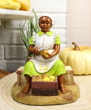 Ebros Vintage American History African American Girl Peeling Potato Statue picture