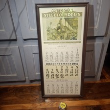 Large framed 1942 AMERICAN STEEL FOUNDRIES Calendar RAILWAY SPECIALTIES vintage picture