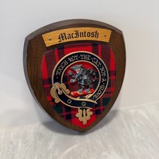 Wood Carved Scottish Macintosh Clan Crest Plaque 