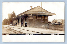 RPPC 1906. MO PAC TRAIN DEPOT. NEHAWKA, NEBRASKA. POSTCARD L28 picture