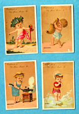1880s New B Howe Sewing Machine Calendar Trade Cards Lot of 4 French; Holiday picture