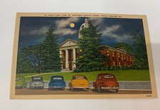 Night Time View of Stephens County Court House Tocccoa GA Linen Postcard  picture