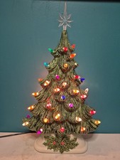 NEW CERAMIC CHRISTMAS MANTLE TREE 18 inch Handmade ELECTRIC vtg mold picture