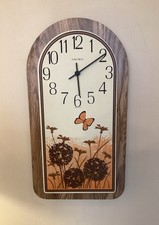 VTG Mid Century Retro 70’s Verichron Wall Clock Monarch Butterfly 22” Rare WORKS picture