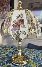 Vintage 1980s Brass & Glass Panel 3-Way Touch Lamp - 24
