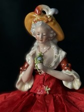 Large Antique German Porcelain William Goebel (?) 6” Half Doll Pin Cushion 52521 picture