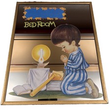 Vintage 70s 80s Mid Century Bedroom Kids Childs Wall Picture Mirror Atomic Mod picture