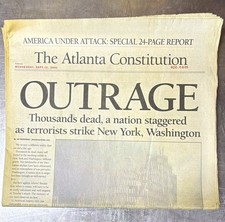 911 Newspaper. 9-12-2001 Issue. AJC The Atlanta Journal Constitution picture