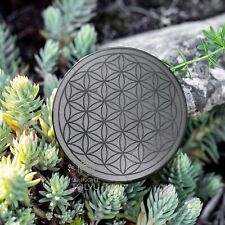 Large Shungite Disk Flower of life Engraved plate EMF Protection stone, Tolvu picture