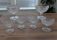 6 Fostoria American Clear Hexagonal Stem Low Sherbet Glasses 3.5” Pretty💎 picture