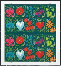USPS GARDEN OF LOVE SHEET OF 20 FIRST CLASS LETTER STAMPS picture
