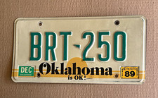 1989 Oklahoma OK License Plate Oklahoma Is OK BRT-250 picture