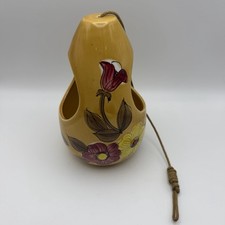 Vintage Rubens Originals Hanging Planter Yellow Ceramic Mod Floral Japan 2410 picture