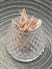 Vintage Clear Cut Glass Toothpick Container Mini-Vase picture