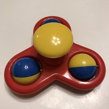 Vintage Battat Red Blue Yellow Rolling Baby Toy Retro Spinner Push Floor 80s 90s picture