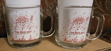 2 Vtg MARSHALL FIELD'S - 1988 Mistletoe Bear Christmas Glass Mugs picture