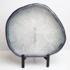 Blue Banded Agate and Quartz Dish — 7.5 Inch picture