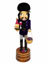 Balsam & Fir Nutcracker Wine Grapes Barrel Christmas Decor Purple 14” Wooden... picture