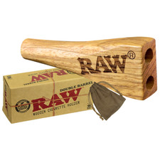 RAW Double Barrel Wooden Cigarette Holder | Holds 2 King Size Rolls picture