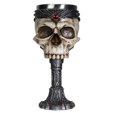 SUMMIT COLLECTION Crowned Gothic Ossuary Skull Wine Goblet Removable Stainless picture