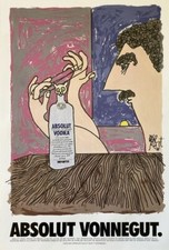 Absolut Vonnegut Poster- Vintage Authentic 1995 Marketing Poster 20x30 picture