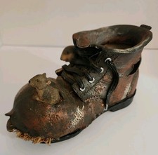 Vintage Resin Mouse Shoe Planter Rustic Boot Figurine Decor 6