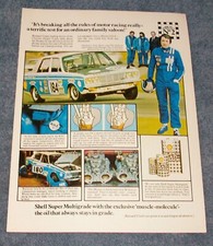 1973 Shell Super Multigrade Oil Vintage Ad with Bernard Unett Hillman Avenger picture
