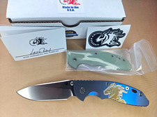 Hinderer Knives XM-18 3.5 Blue Titanium Frame Lock Drop Point Plain Edge picture