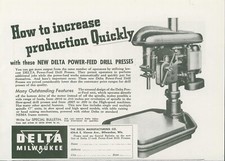 1943 WWII Delta Power Feed Drill Presses Increase Production Quickly NEMA Ad AD1 picture