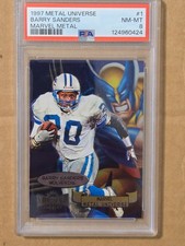 1997 METAL UNIVERSE BARRY SANDERS WOLVERINE CROSSOVER CARD #1 PSA 8 NM-MT picture