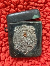 Fireman's Fund Insurance Christmas Geetings 1905 Match Safe Rare Bronze Silver picture