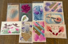 Pretty~ Lot of 9~Antique Airbrushed ~Vintage Valentines Postcards~s285 picture