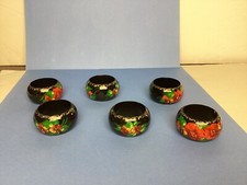 Handpainted black lacquer napkin rings picture