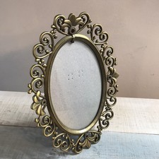 Vintage Carr Oval Photo Picture Frame Brass Ornate Jewel Victorian Regency 4X6 picture