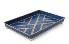 Jaye's Studio Newport Oliver Tray 12” - Hand Crafted, Blue & Gold - New $62 picture
