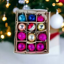 1 dz Vtg mercury glass Christmas ornaments  stenciled stripe picture