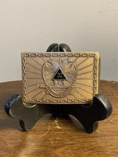 Vintage 1978 Scottish Rite 32nd Degree Masonic Belt Buckle - Solid Bronze picture