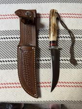 Treeman Knives Jim Behring Deer & Bear Hunting Skinner AAA Stag & Sheath 2017 BN picture