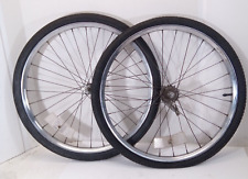 Vintage  M.O. Mfg Co Bicycle 24” 1 3/4” Chrome Wheel Rim Set W Tires Komet Hubs picture