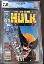 Incredible Hulk #340 CGC 7.5 Newsstand MCFARLANE WOLVERINE VS HULK CLASSIC COVER picture