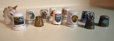 Lot of 12 Collectible Sewing Thimbles Porcelain, Plastic & Metal Souvenir picture