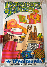 C. 1970 Woolworth Import Fair Psychedelic Store Advertising Poster Venice 34x22 picture