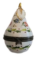 Limoges France Parry Vieille Porcelain Trinket Box Peint Main PEAR picture