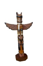 Alaskan Black Diamond Hand-Carved Wooden Totem Pole picture