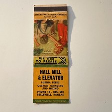 Hall Mill & Elevator Purina Feeds Belleville KS Vintage Matchbook Cover 5MB132-5 picture