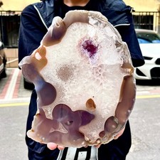3.59LB Natural Amethyst Agate Crystal Hand cut Piece Specimen Healing picture