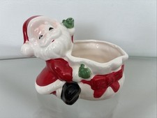 Vintage Relpo Santa Claus With Toy Bag Christmas Ceramic Candy Dish Bowl picture