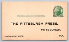 Pittsburgh Press Blank US Postal Card Pre-Stamped Jefferson Early 1900s PA picture