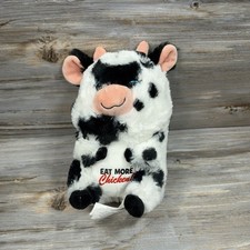 Chick-fil-A Eat More Chicken Plush Cow Advertising Character White Black Pink 8” picture